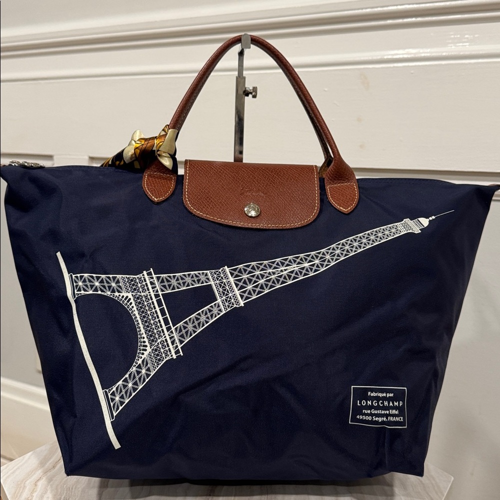 Longchamp Tote Navy Le Pliage Limited Edition Eiffel Tower Bag - Picture 5 of 17